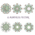 Set mandalas. Round Ornament Pattern. Vintage decorative elements. Royalty Free Stock Photo