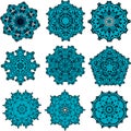 Set of mandalas snowflackes Royalty Free Stock Photo