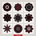 Set Of Mandalas. Vector Ethnic Oriental Circle Ornament.