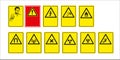 Set of mandatory sign, hazard sign, prohibited sign, occupational safety and health signs, warning signboard, fire emergency sign Royalty Free Stock Photo