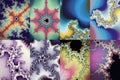 Set of mandelbrot formula fractals Royalty Free Stock Photo