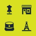 Set Mannequin, Eiffel tower, Kepi and Coffee shop icon. Vector