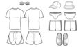 Set of Mans clothes sketches for a beach holidays