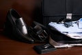 Set of mans fashion clothing and business accessories Royalty Free Stock Photo