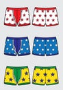 Set of mans underpants. Pattern with stars variants sketch