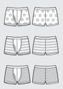Set of mans underpants. Pattern variants sketch