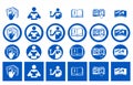 Set of Manual book symbols with hand. Read before use. Refer to instruction manual booklet mandatory signs Royalty Free Stock Photo