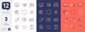 Set of Manual, Speech bubble and Web mail line icons. For design. Vector