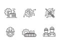 Set of manufacturing icons with linear style Royalty Free Stock Photo