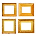 Set of many antique gold frames isolated on white