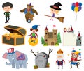 Set of many characters and animals