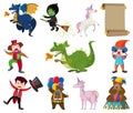 Set of many fantacy characters on white background