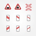 Set of many traffic signs