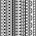 Set of maori polynesian tattoo bracelets border. Tribal sleeve seamless pattern vector.