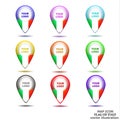 Set of map icon with flag of Italy. Vector illustration.