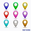 Set of map icons. Illustration. Royalty Free Stock Photo