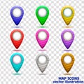 Set of map icons. Vector illustration. Royalty Free Stock Photo
