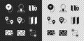 Set Map marker with human, Folded map location, Gps device, Route, and Location house icon. Vector