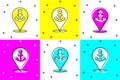 Set Map pointer with anchor icon isolated on color background. Vector Royalty Free Stock Photo