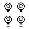 Set of map pointer with bus icon. Bus station pin location. Royalty Free Stock Photo