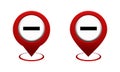 Set of map pointer with stop icon. Red map pin. Prohibited location. Do not enter. Royalty Free Stock Photo
