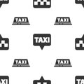 Set Map pointer with taxi, Map pointer with taxi and Taxi car roof on seamless pattern. Vector Royalty Free Stock Photo