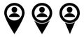 Set of map pointer with user icon. Person location icon.