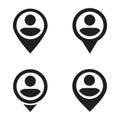 Set of map pointer with user icon. Person location.