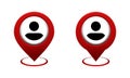 Set of map pointer with user icon. Red map pin. Person location.