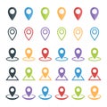 Map pointer set, colorful location marker icons Royalty Free Stock Photo
