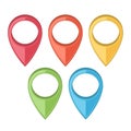 Set of Map Pointers. Gps Icons. Colored line art. Retro design.