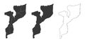 Set of 3 maps of Mozambique - vector illustrations