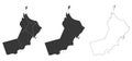 Set of 3 maps of Oman - vector illustrations