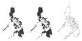 Set of 3 maps of Philippines - vector illustrations