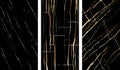 Set of marble textures with golden cracks and fractures. Vectors