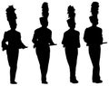 Marching band carrying instruments silhouette Royalty Free Stock Photo