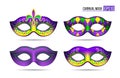 Set of Mardi gras masks Royalty Free Stock Photo