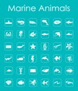 Set of marine animals simple icons Royalty Free Stock Photo