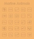 Set of marine animals simple icons Royalty Free Stock Photo