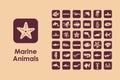 Set of marine animals simple icons Royalty Free Stock Photo