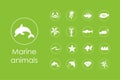 Set of marine animals simple icons Royalty Free Stock Photo