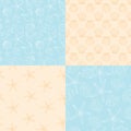 A set of marine and marine seamless patterns in orange and blue Royalty Free Stock Photo