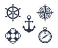 Set of marine, maritime or nautical icons Royalty Free Stock Photo