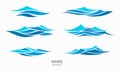 Set marine pattern with stylized blue waves