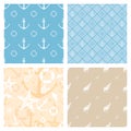 Set of 4 marine themed seamless patterns Royalty Free Stock Photo