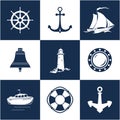 Set of marine travel icons Royalty Free Stock Photo