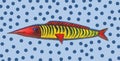 Set of marine Tropical fish illustration. Watercolor hand drawn background. Sea ocean life
