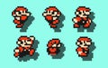 Set of Mario moves, art of Super Mario Bros 3 classic video game, pixel design vector illustration