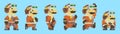 Set of Mario moves from Super Mario Odyssey video game. Art of pixel Mario in Aviator suit