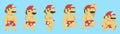 Set of Mario moves from Super Mario Odyssey video game. Art of pixel Mario in Boxer Shorts